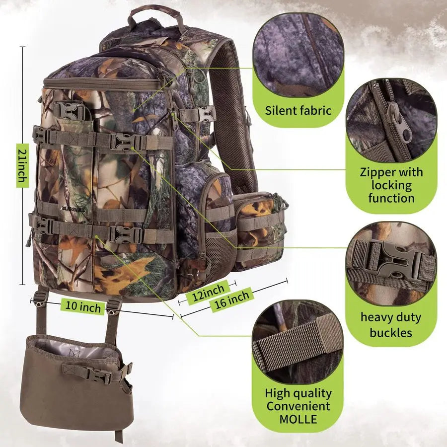Large Hunting Backpack with padded weapon pouch