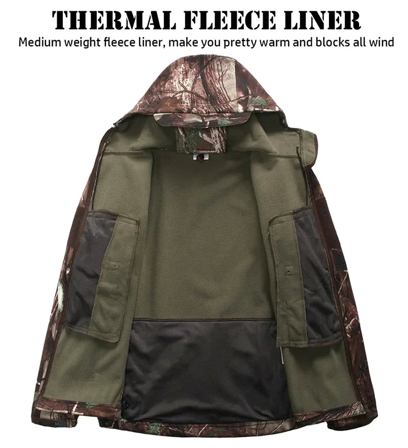Men's Warm Waterproof Silent Camo Hunting Jacket