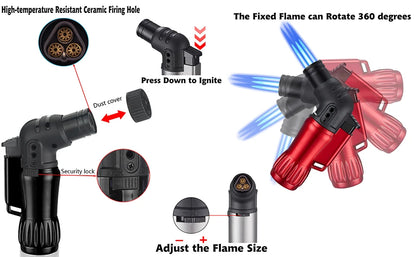 Windproof 2pcs/Set Triple Jet Flame Torch Lighter