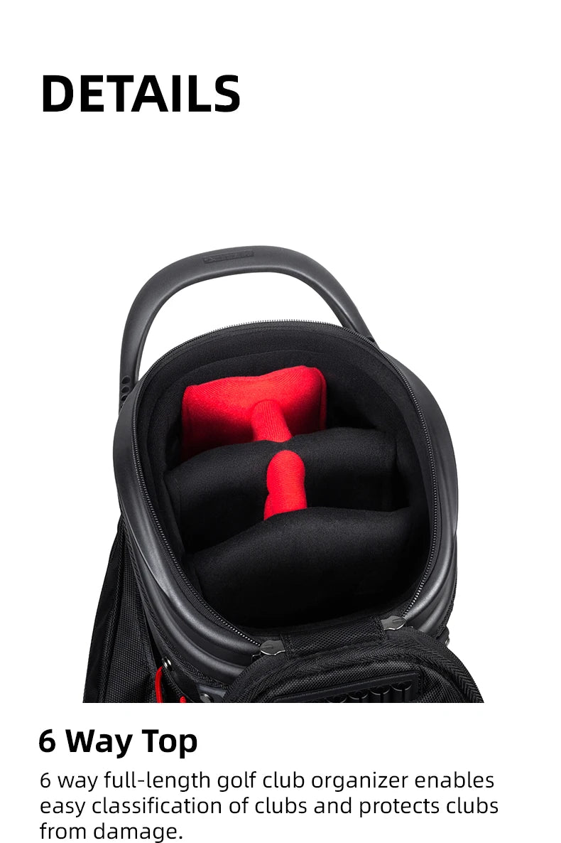 Golf Stand Bag with Retractable Top Cover and Wheels