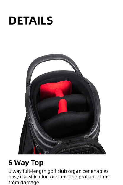 Golf Stand Bag with Retractable Top Cover and Wheels