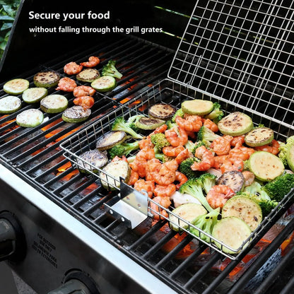Large BBQ Grill Basket with Removable Handle