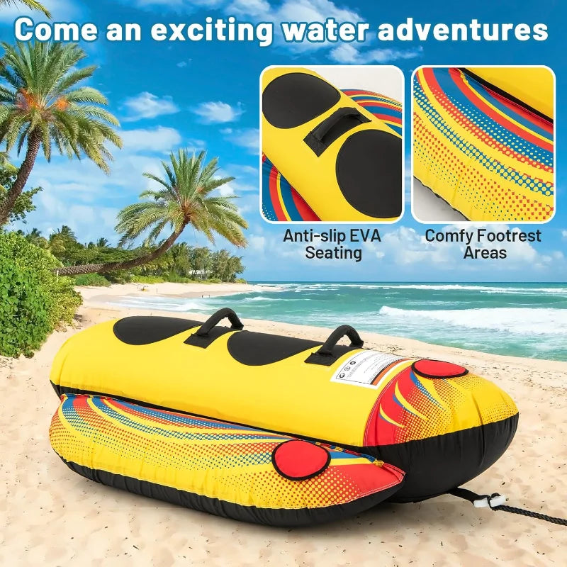 Inflatable Towable Tube 1-2 Rider Hot Dog Tube
