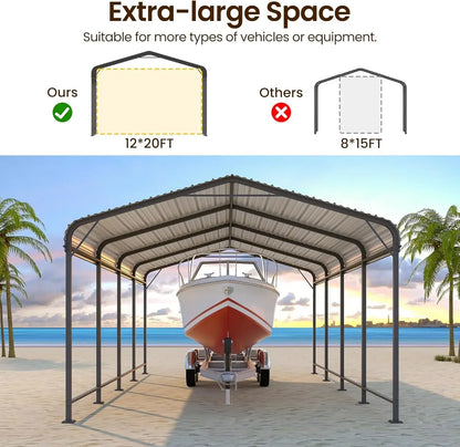 12x20FT  Reinforced Heavy Duty Metal Carport