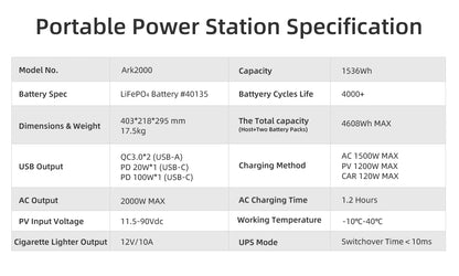 Portable Power Station 2000W  Solar Generator