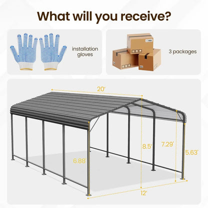 12x20FT  Reinforced Heavy Duty Metal Carport