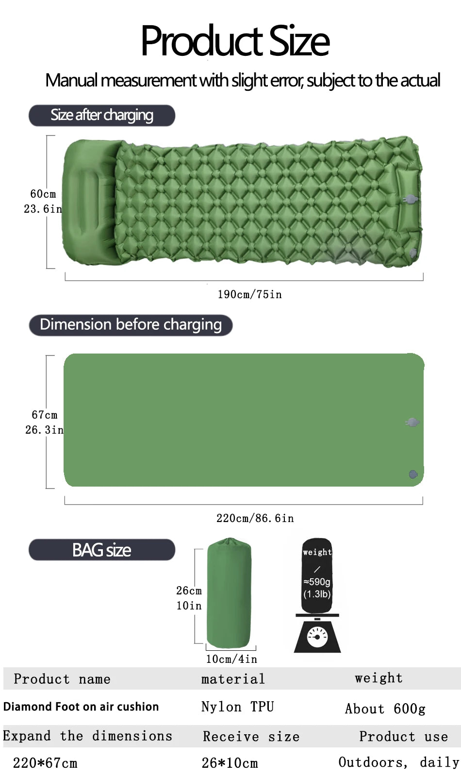 Inflatable Folding Sleeping Beach floating Pad