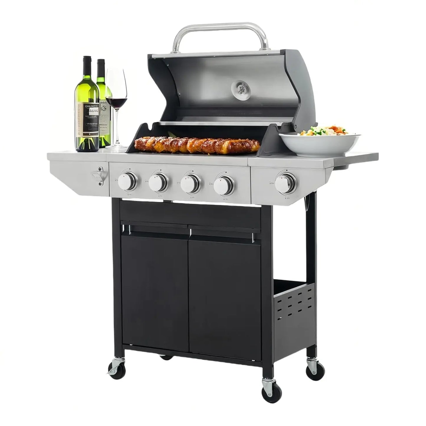 4-Burner Propane BBQ Grill 46,500 BTU with Side Burner,