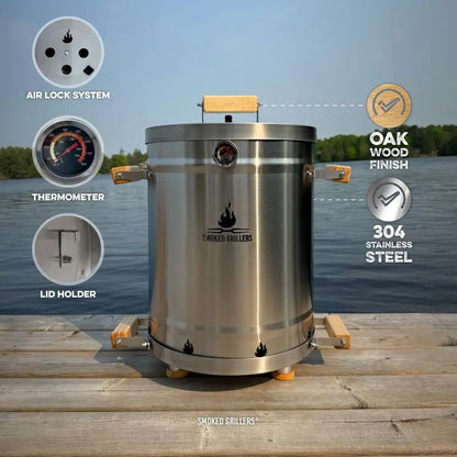 Smoker Grill Combo , Stainless Steel Barrel