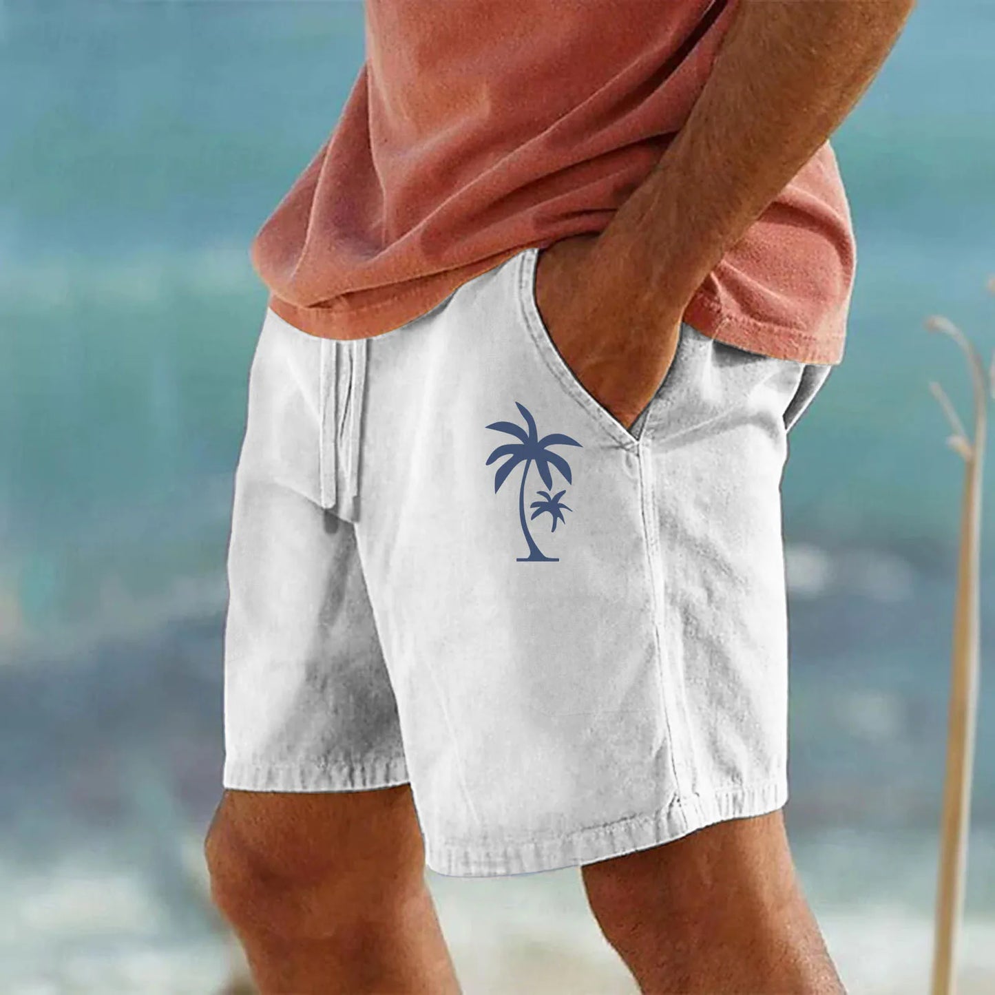 Men / Women Lightweight Cotton Shorts Elastic Waist