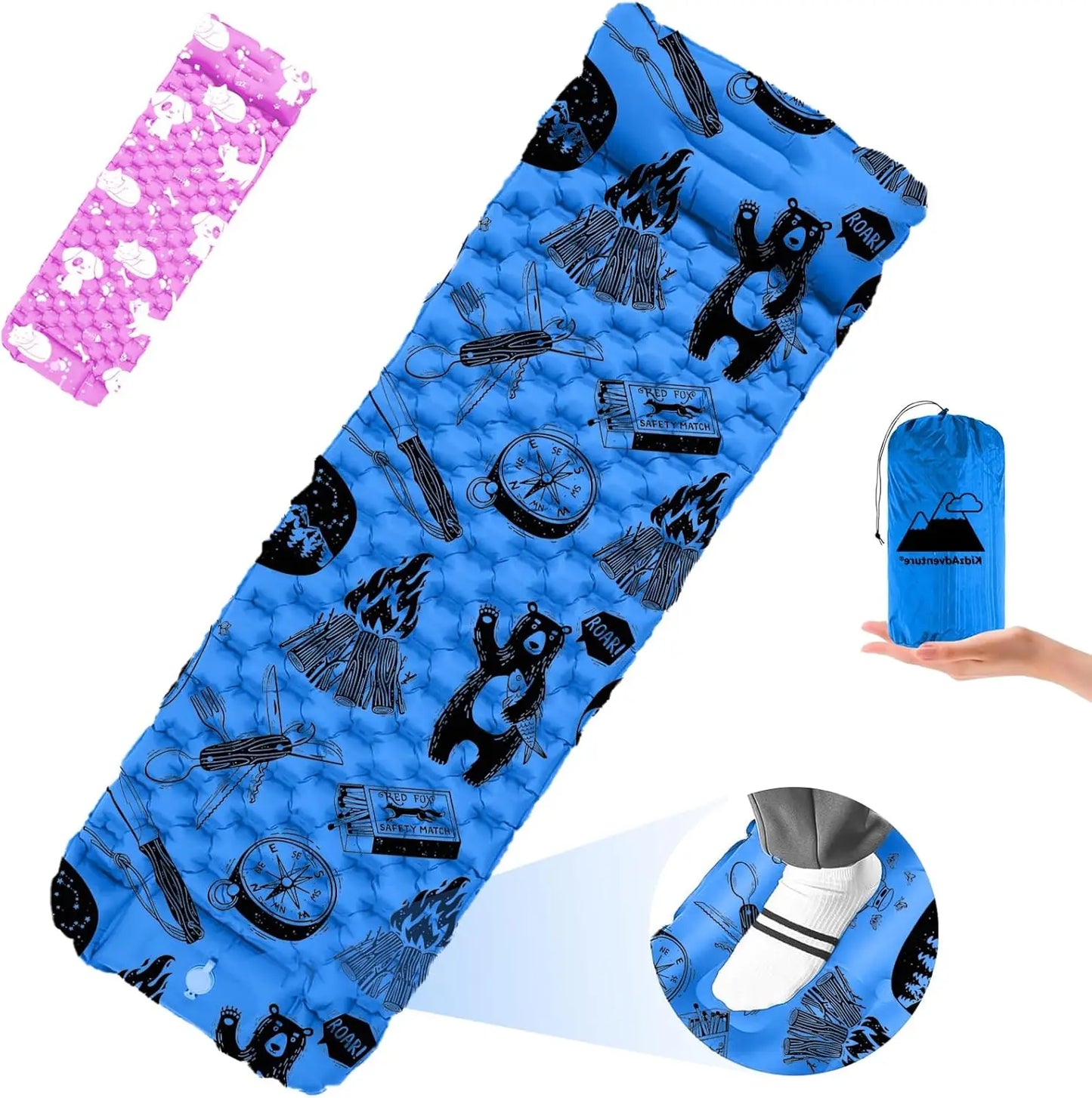 Kids Inflatable Sleeping Pad /Built-in Pump