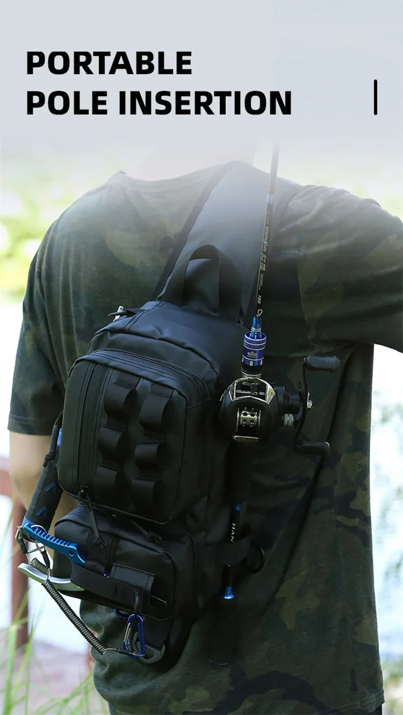 Male Hiking Crossbody Fishing Rod & Lure bag.