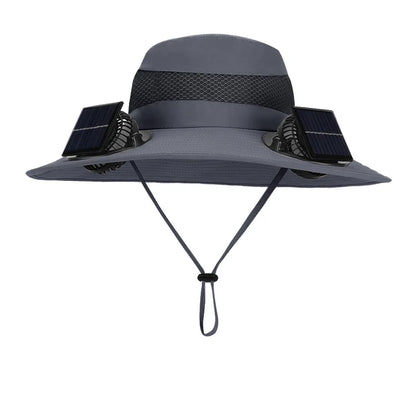 Outdoor Wide Brim Sun Hat With Solar Fan