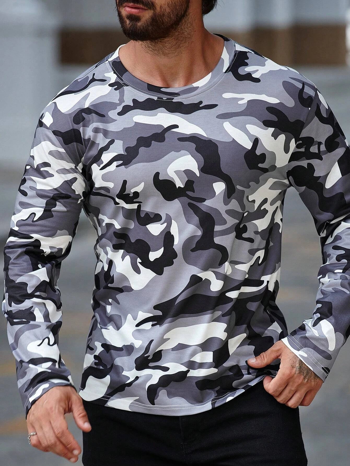 Mens Long Sleeve Camo Shirt