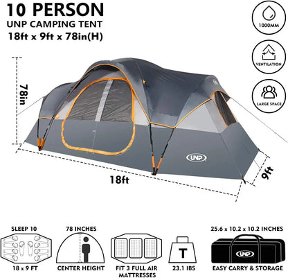 Easy Setup 10-Person Family Camping Tent
