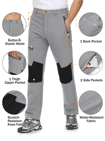 Waterproof Men's Winter Thicken Fleece  Hiking Pants