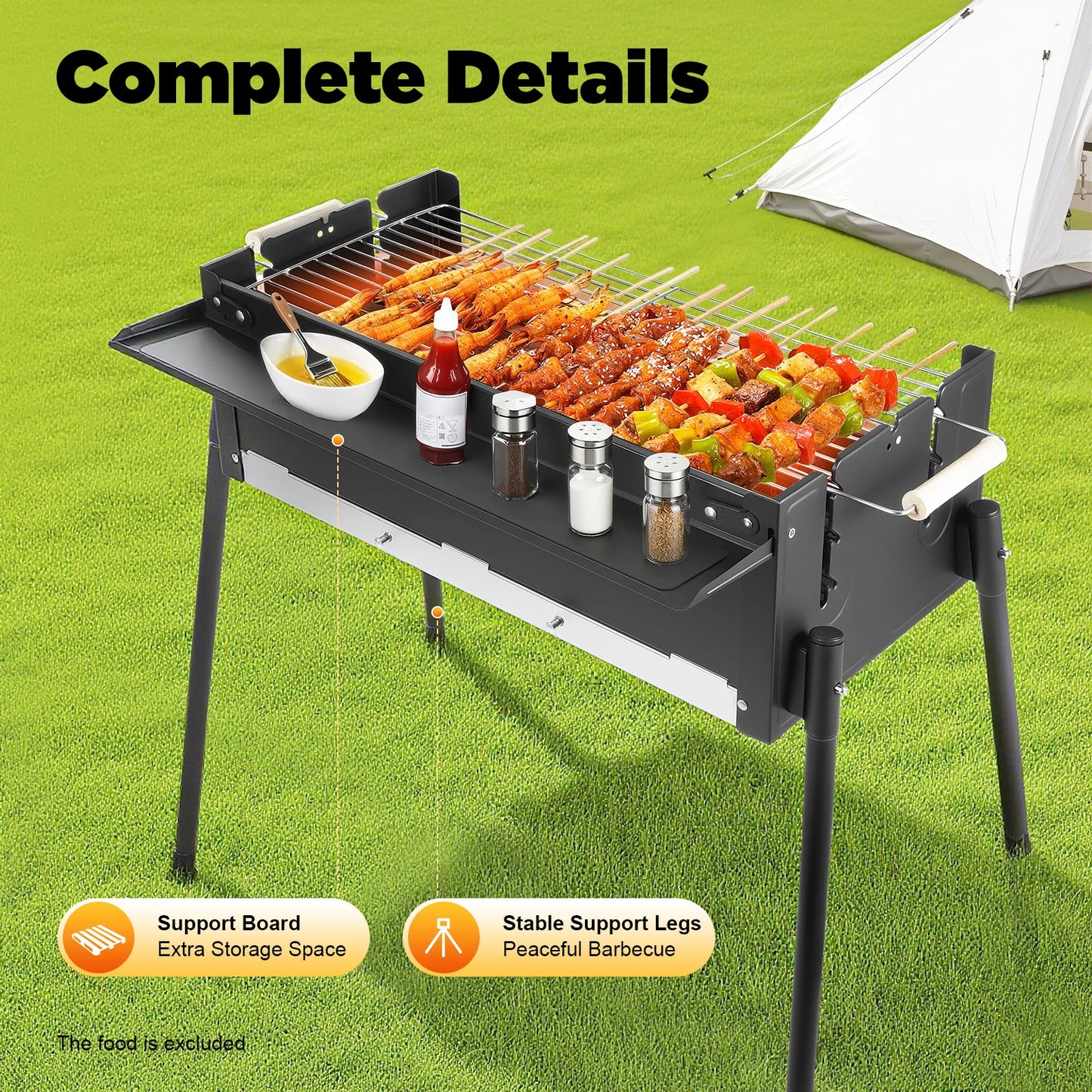 Portable Folding Charcoal Stainless Steel BBQ Grill