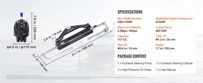 Hydraulic Outboard Steering Kit 90HP/150HP/300HP