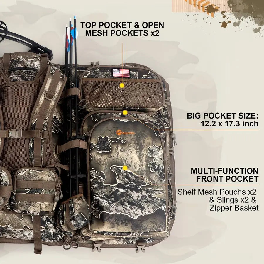 Backpacks for Men, Hunting Bag with Bow Holder,