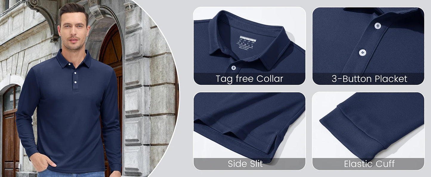 Mens Golf Polos Quick Dry Breathable T-shirt