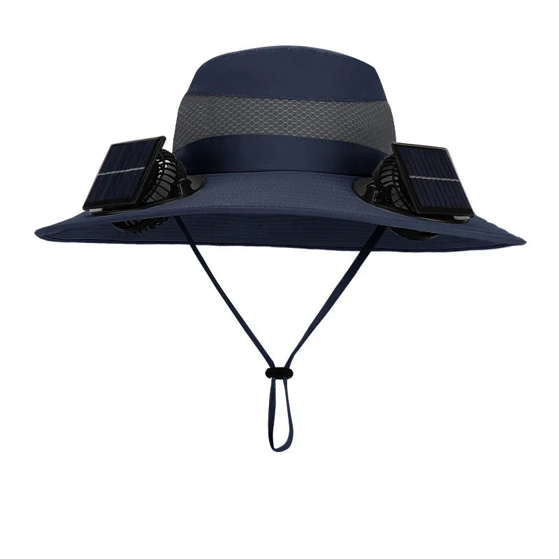 Outdoor Wide Brim Sun Hat With Solar Fan