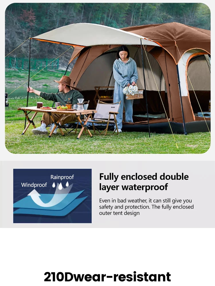 Wind and waterproof  2 Room Family Camping Tent