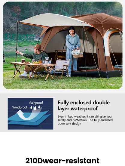 Wind and waterproof  2 Room Family Camping Tent