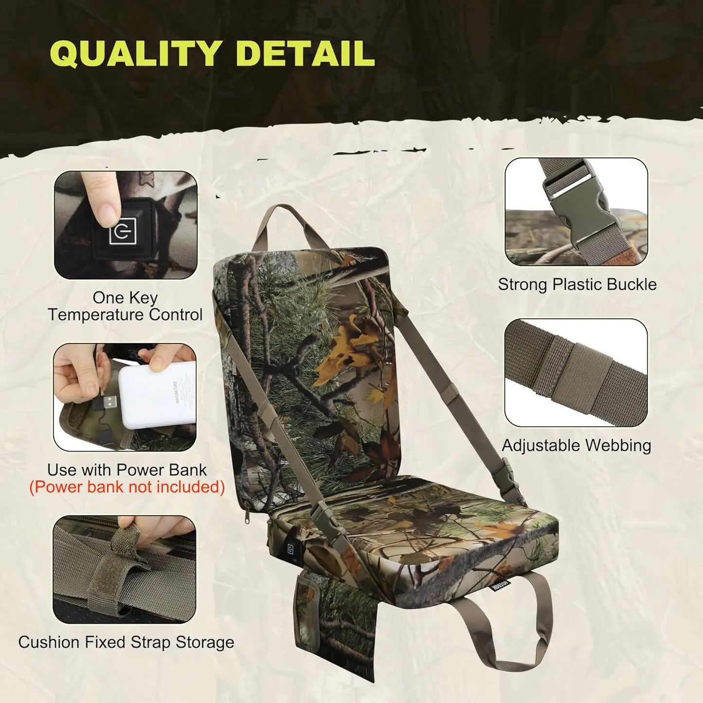 Heated Hunting Seat Cushion with Backrest,