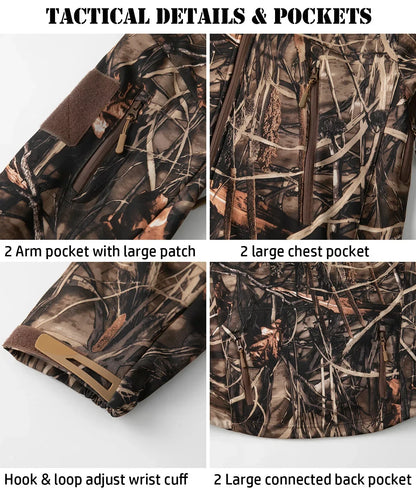 Men's Warm Waterproof Silent Camo Hunting Jacket
