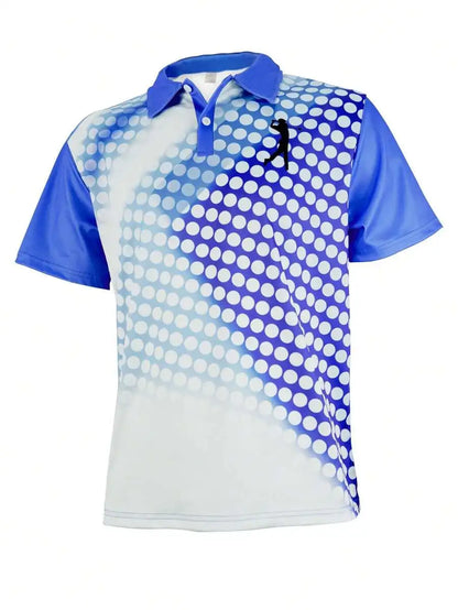 Men's Blue Polka Dot Golf Polo Shirt