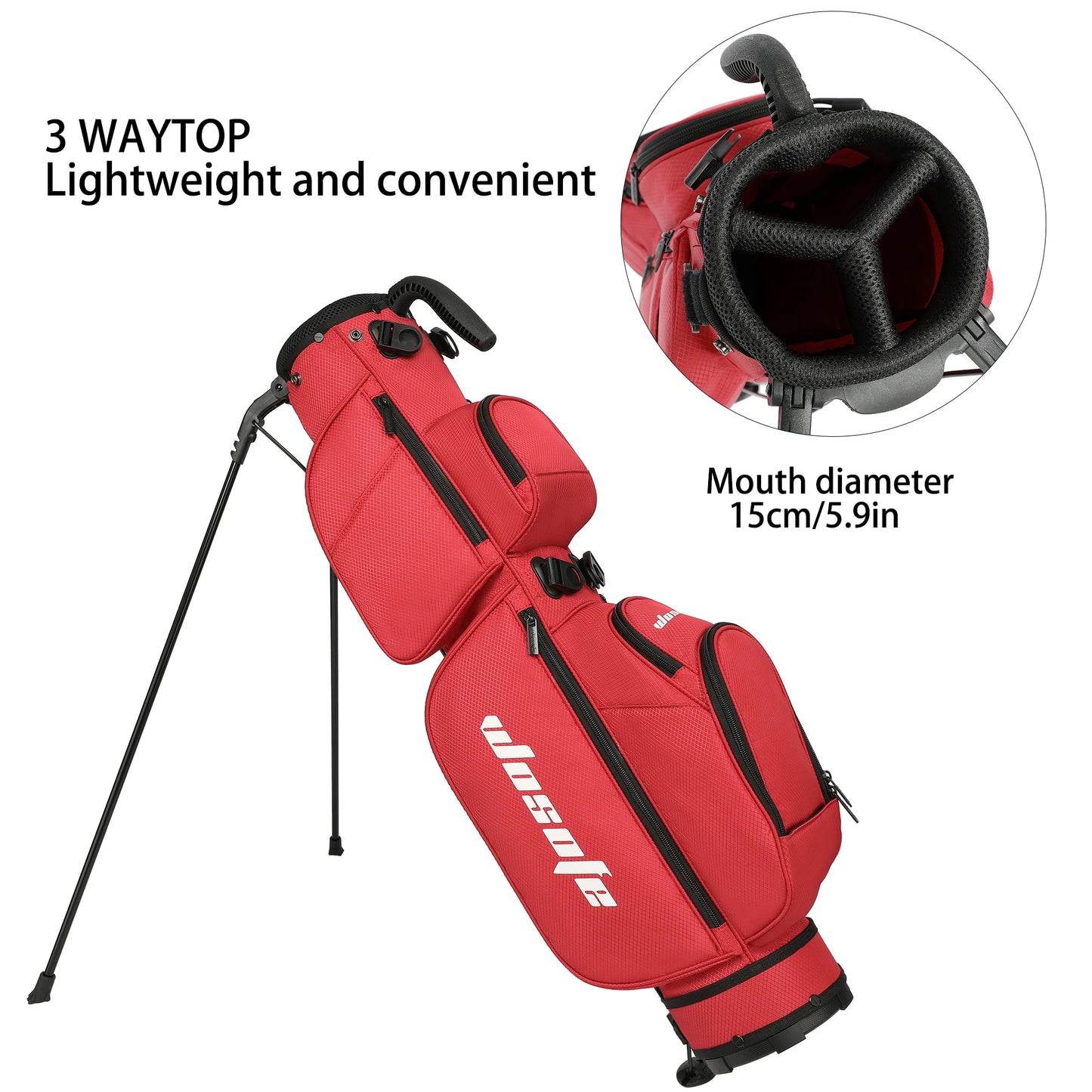 Lightweight Golf Stand Bag - Fits 5-9 Clubs -