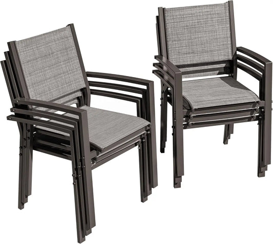 Patio Chairs, Set of 6 Stackable Dining Chair