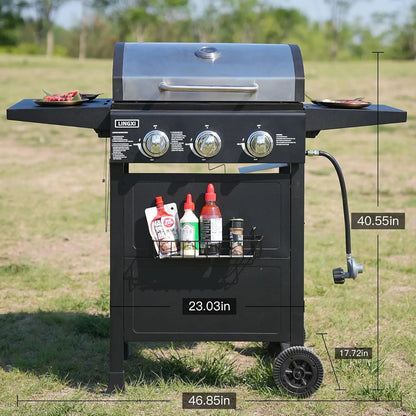 Propane gas 3-Burner BBQ Grill