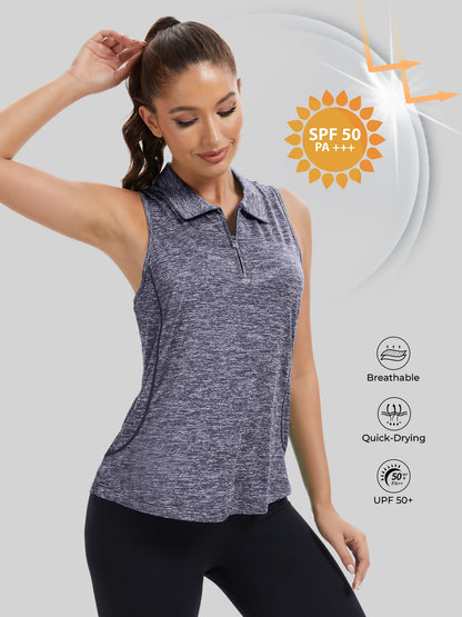 Sleeveless Golf Shirts for Women with Collar