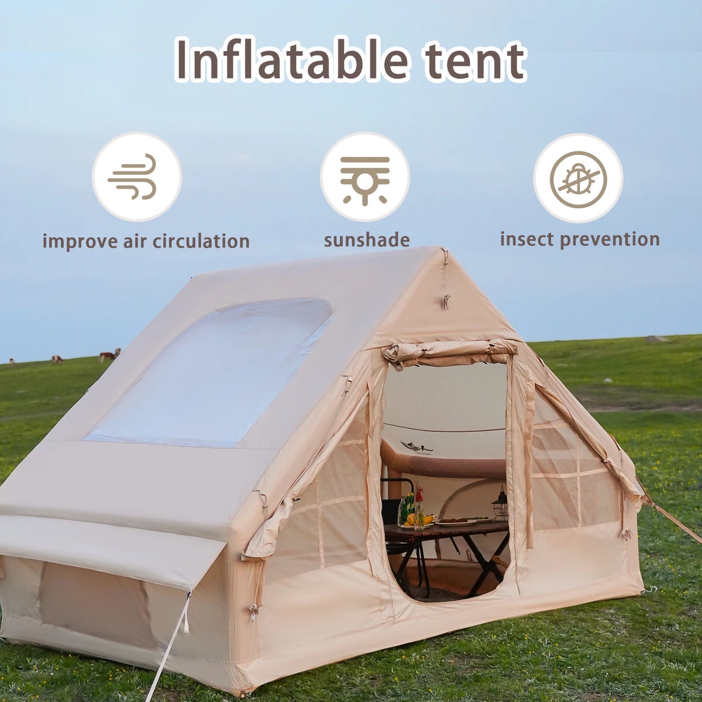 8 Person Inflatable Adult Luxury Camping, Stove Plug,