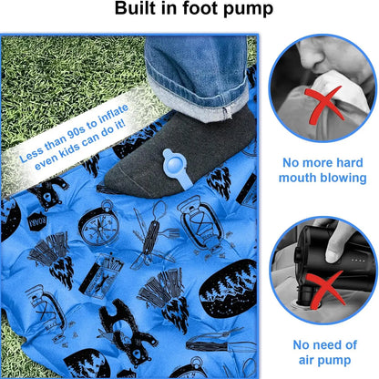 Kids Inflatable Sleeping Pad /Built-in Pump