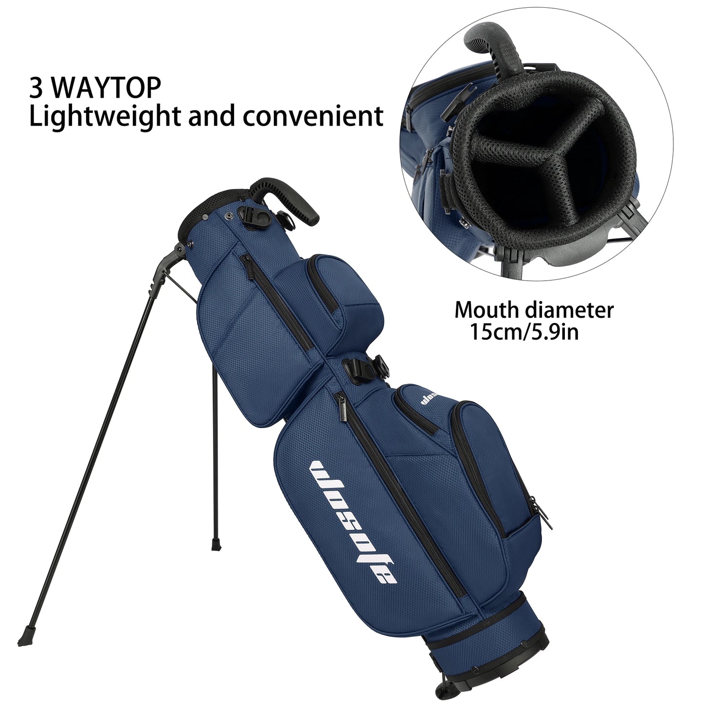 Lightweight Golf Stand Bag - Fits 5-9 Clubs -