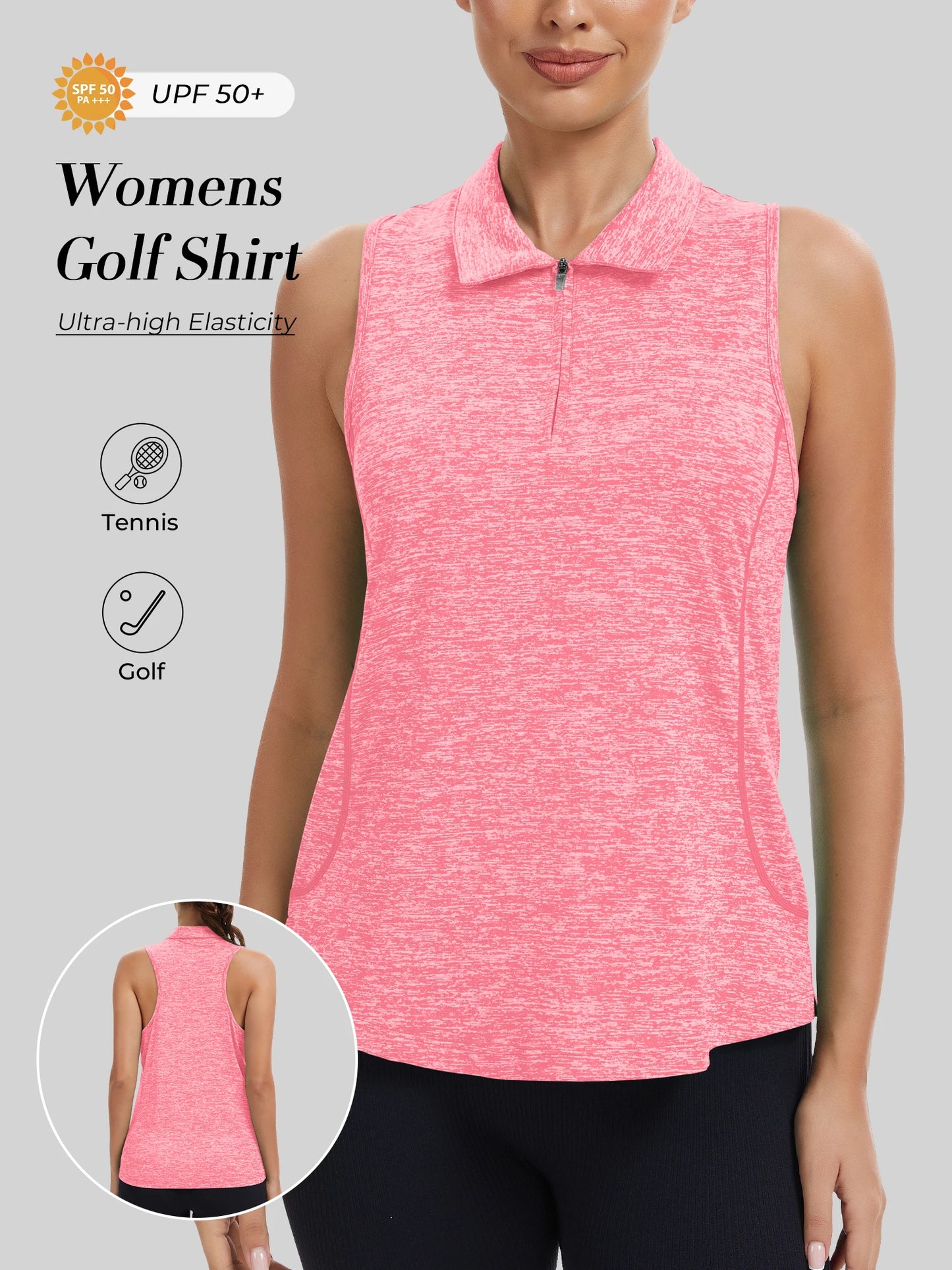 Sleeveless Golf Shirts for Women with Collar