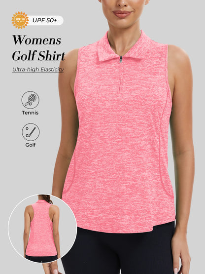 Sleeveless Golf Shirts for Women with Collar