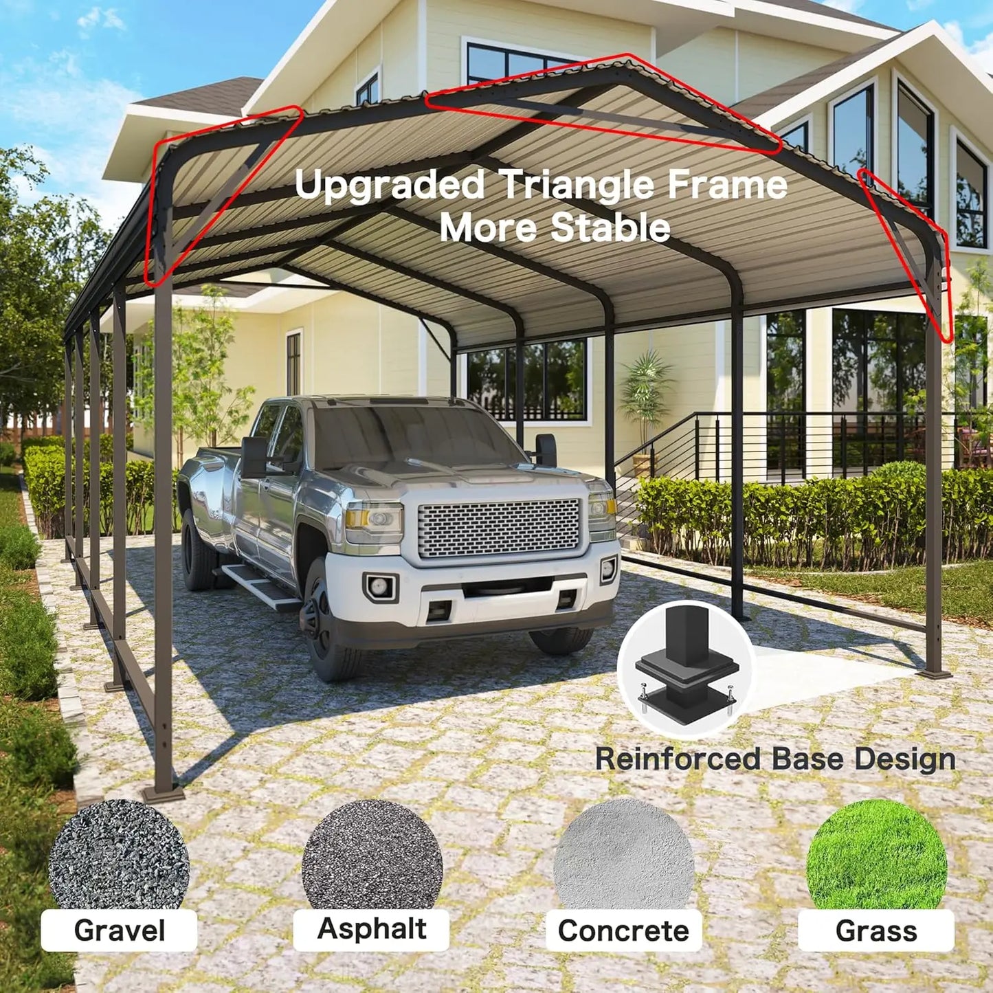 12x20FT  Reinforced Heavy Duty Metal Carport