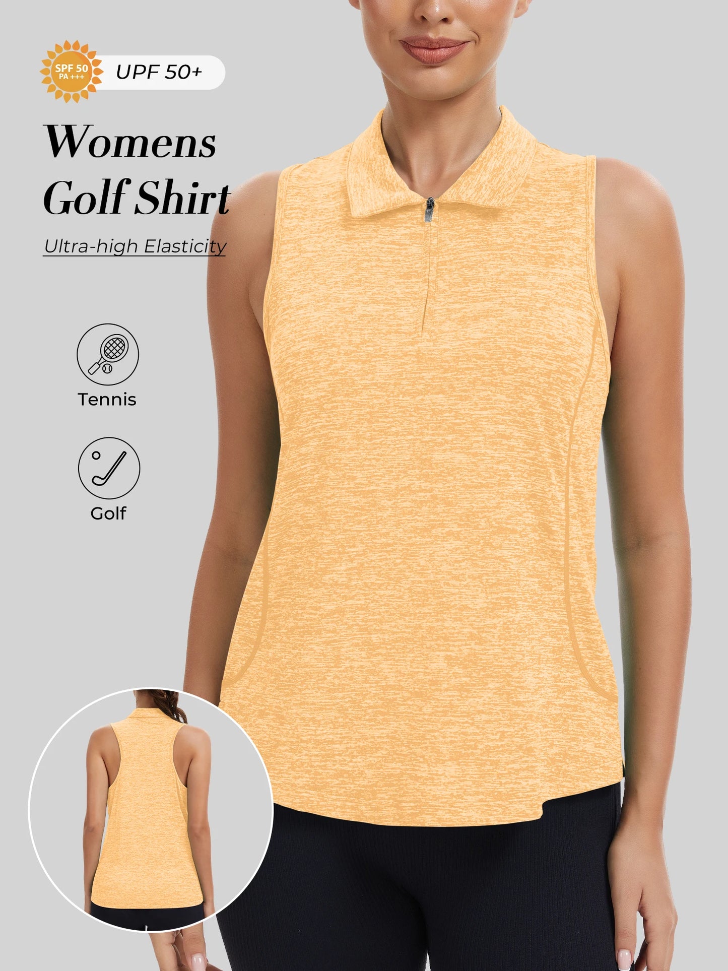Sleeveless Golf Shirts for Women with Collar