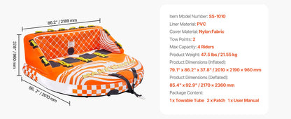 Water Sport Towable Tube for Boat to Pull