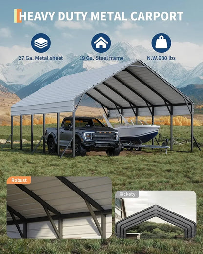 20'x25'x13' Heavy Duty Metal Reinforced Carport