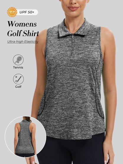 Sleeveless Golf Shirts for Women with Collar