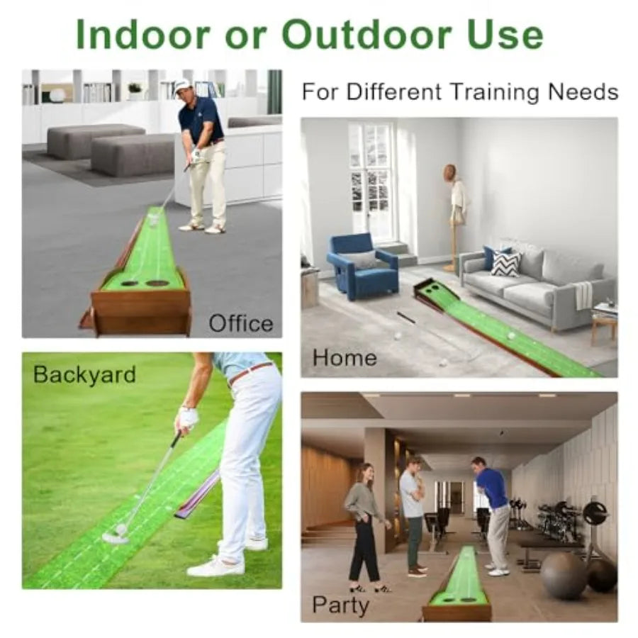 Indoor Outdoor Golf Putting Mat with Ball Return