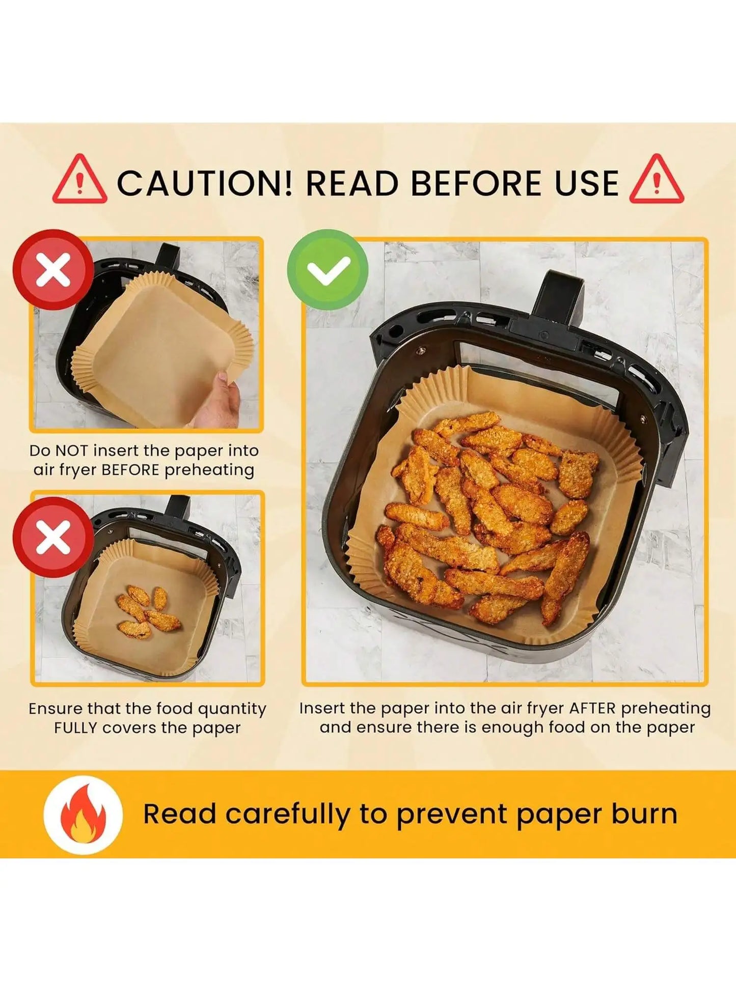 9 inch Air Fryer Paper Liners, Disposable Sheets