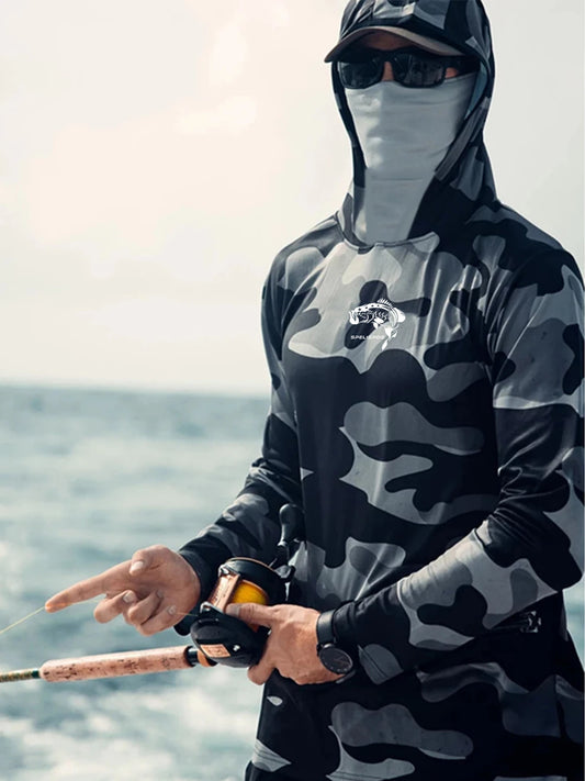 Men Long Sleeve Fishing Hoodie Sailing Shirt