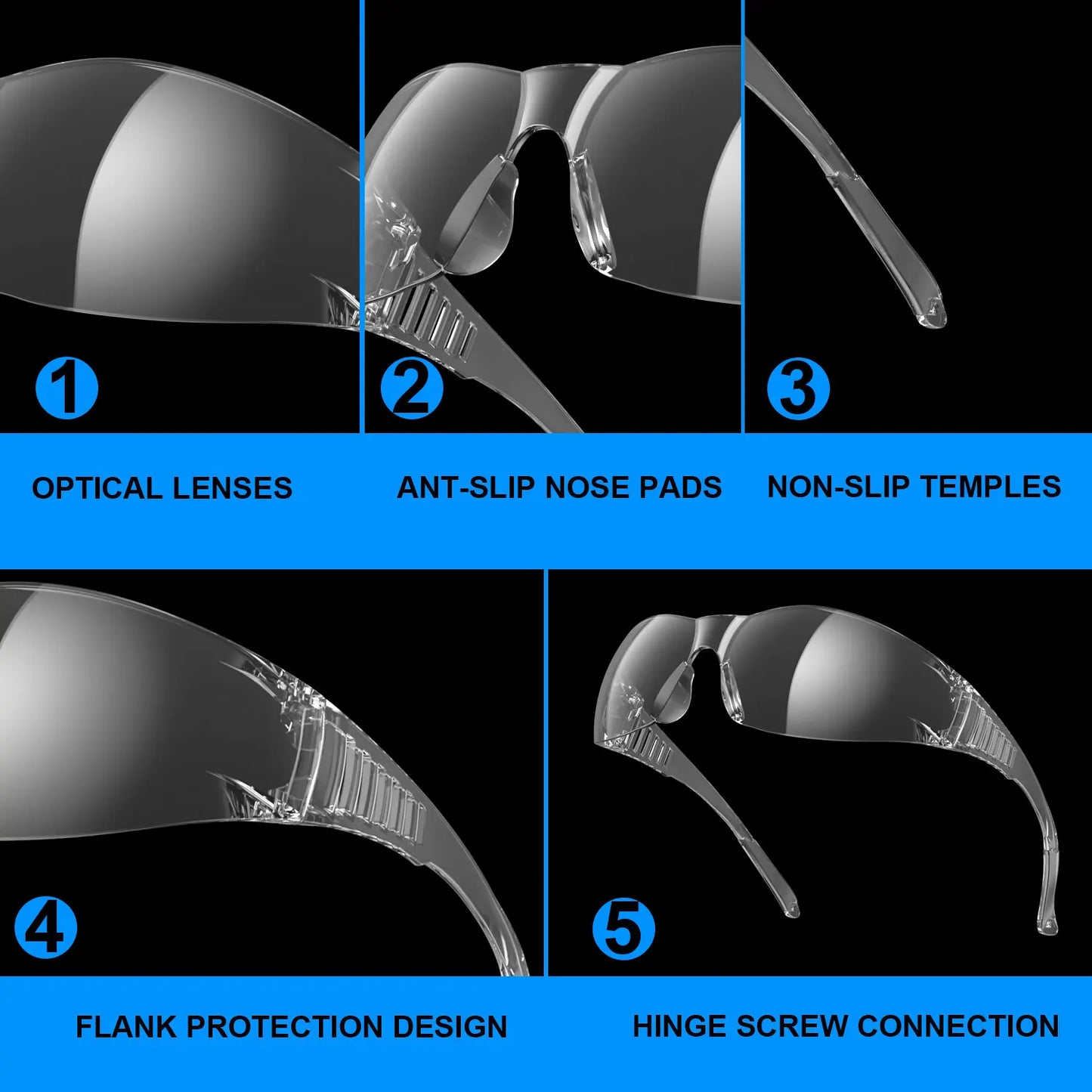 Safety Glasses Clear Unisex Anti-Scratch Protective Goggles