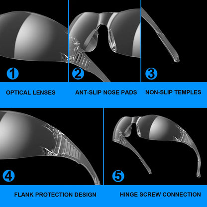 Safety Glasses Clear Unisex Anti-Scratch Protective Goggles