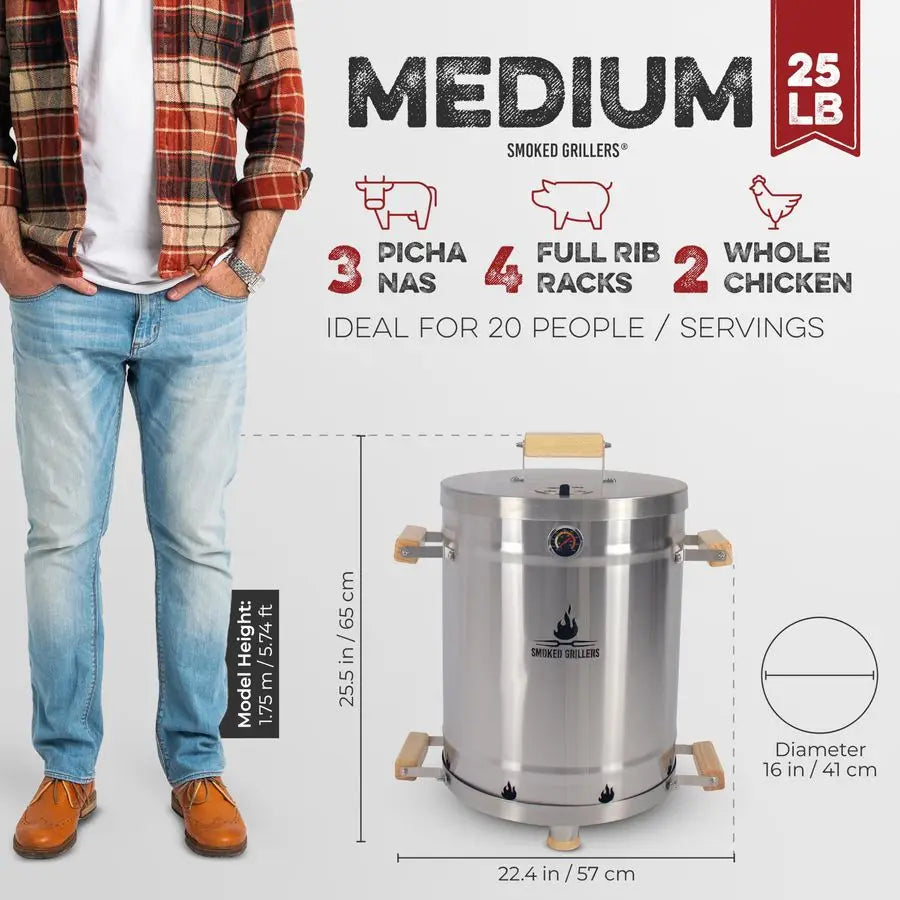 Smoker Grill Combo , Stainless Steel Barrel